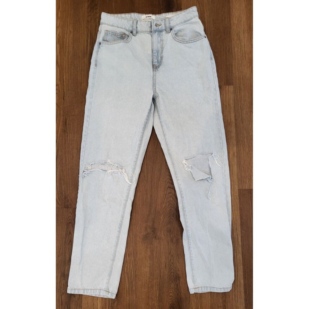 Cotton On Size 6 "Mom Jean" Light Wash Denim Jeans Distressed High Rise Straight